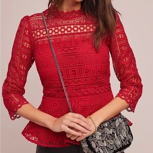 Anthropologie Moulinette Soeurs lace peplum top